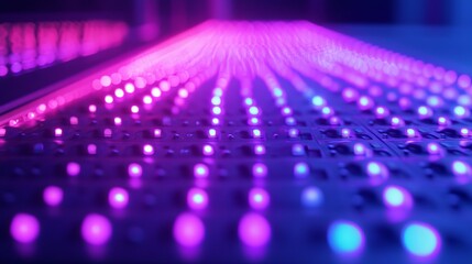 Poster - Abstract Purple Pink Blue Neon Lights Digital Art Background Technology Futuristic Illuminated Glowing Pattern Design Bright Vivid Colorful Gradient Elegant Modern Graphic Wallpaper         