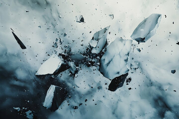 Poster - Shattered ice fragments against a dark backdrop.