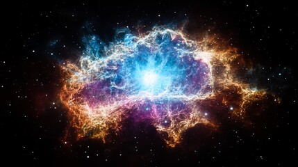 Poster - Stunning Cosmic Nebula Space Background Vibrant Colors Celestial Galaxy Illustration Digital Art Abstract Universe Starry Night Sky Energy Powerful Light Glowing Nebulae Design Element dark 