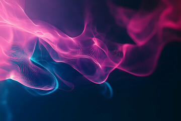 Poster - Abstract digital design with glowing pink and blue forms.