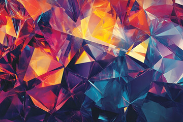 Poster - Vibrant, geometric shapes creating a colorful crystal structure.