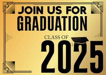 Poster - 2025 Graduation design template. Vintage party invitation, congratulation event, greeting card. Vector high school or college graduate poster.
