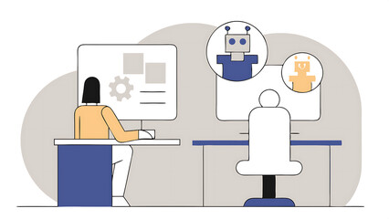 Poster - artificial intelligence ai to help solve problem chatbot or machine learning to answer hard question assistance service technology to help concept human hand with question mark and ai answer 050625