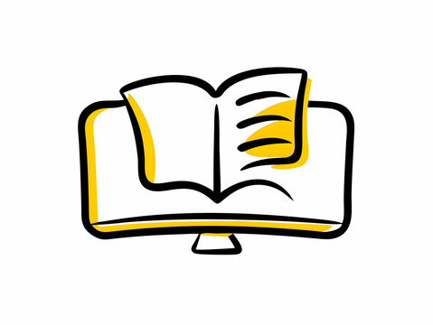 Book on Computer Screen Education and Knowledge Concept