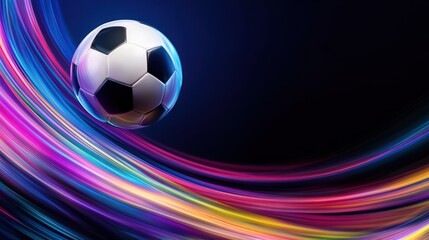 Dynamic soccer ball with colorful light trails