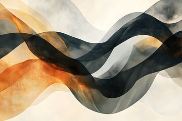 Poster - Abstract design of flowing, layered ribbons in muted tones.