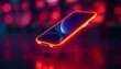 © Pixor2 - Neon Smartphone Glowing in Red Light Abstract Technology Background