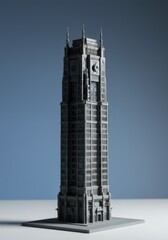 Aufkleber - Grey City Tower Pixel Art 3D Render