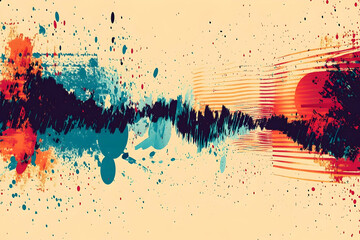 Poster - Abstract graphic design with vibrant color splashes and dynamic lines.