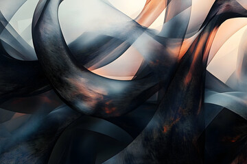 Poster - Abstract textile design with fluid, translucent shapes.