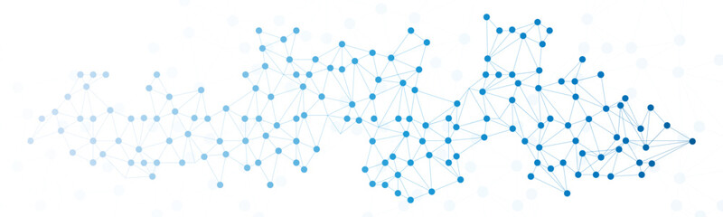 Fototapete - Blue geometric network structure on white background. Abstract plexus technology futuristic network background. Vector illustration