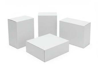 Poster - Four white cardboard boxes of varying sizes on a white background