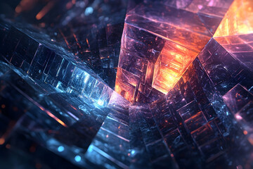 Poster - Intricate geometric structure with vibrant colors.