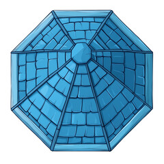 Poster - Detailed aerial perspective of stylized polygonal blue roof illustration