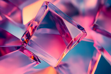 Poster - Vibrant, translucent cubes in a dynamic, colorful composition.