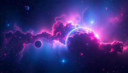 Wall Mural - elegant, luminous nebula wallpaper with shimmering stars and cosmic dust, stellar, digital art