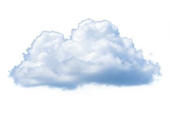 Poster - Fluffy White Cumulus Cloud Isolated on White Background Digital Image sky air blue soft light scene