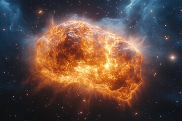 radiant supernova explosion with vivid nebula, sparkling stars. ideal for space exploration, science