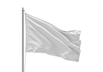 Poster - White Blank Flag Waving on Pole Mockup Design Template 3d clean empty image fabric banner simple