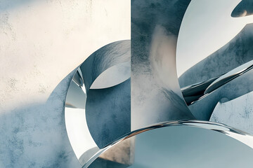 Poster - Abstract architectural design with flowing forms and muted tones.