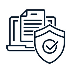 Poster - Concepts of protection of personal data, software. Vector linear icon isolated on white background.