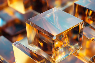 Poster - Abstract geometric design featuring translucent cubes.