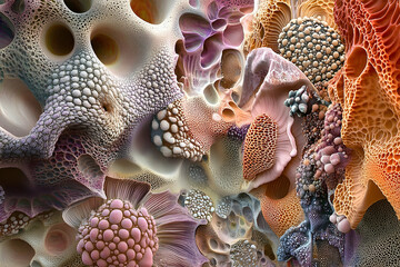 Poster - Intricate, colorful organic forms in a complex network.