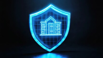 Poster - Futuristic Blue Shield Design Representing Security and Protection in a Digital Environment 4k video