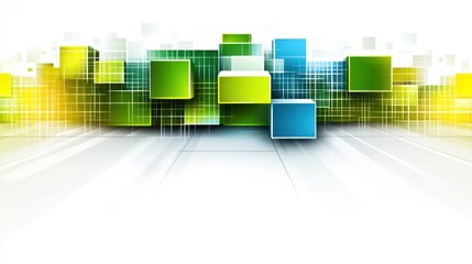 Poster - Abstract Geometric Background with Colorful Cubes and Perspective Effect