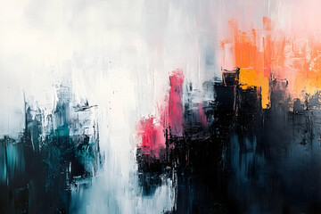 Poster - Abstract painting with vibrant color blocks and textured brushstrokes.