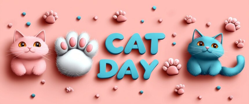 Vector Banner Design with Cat Paw Print and 