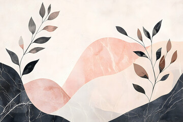 Poster - Abstract landscape with gentle hills and delicate foliage.