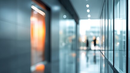 Dynamic business collaboration in modern office space blurred background professional environment