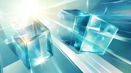 Poster - Futuristic transparent cubes against an abstract background, representing digital innovation and transparency in technology