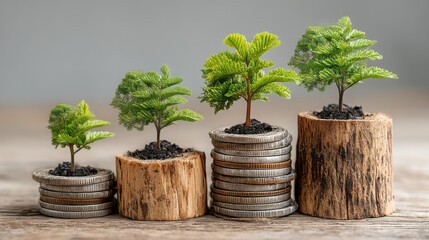 Poster - Tree growing out of coins illustrating the concept of daily income from investments for passive growth strategies