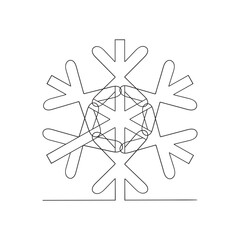 Poster -  snowflake sign and symbol Snow icon illustration continuous line