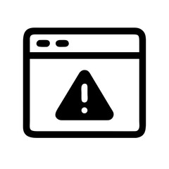 Poster - Line icon of browser window with warning triangle (exclamation mark). Use for web security, error messages, or tech support sites/blogs.