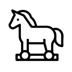 Poster - Line icon of horse symbolizing malware/virus on white background. Use for cybersecurity awareness, antivirus software, or IT security themes.