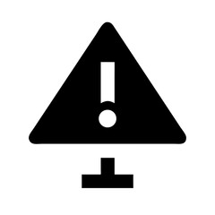 Poster - Solid black warning triangle icon with exclamation mark and base. Use for safety signs, UI alerts, or hazard warnings.