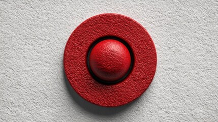 Poster - Minimalist design of a red button on a white wall representing impulse damping and emotion reduction concept