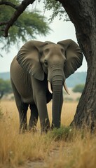 Poster - Majestic Elephant Standing Tall in the African Savannah Landscape