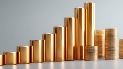 Poster - Stack of gold coins illustrating inflation trend forecasting and predicting cost increases in the financial market