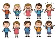 © vanh - Vector Illustration of Cheerful School Children, Backpacks, Waving, Smiling, Cartoon Style, Happy Kids, Primary School Students, Ready for Education.
