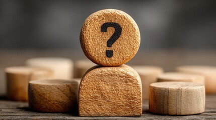 Poster - Introspective investor icon concept featuring a question mark on a wooden block symbolizing self-awareness in decisions