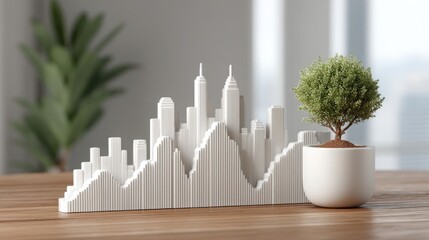 Poster - Plant in white vase illustrating invisible trade flow as a concept of hidden market behavior and financial dynamics