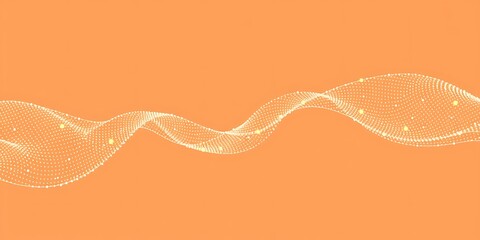 Poster - Elegant wavy flowing line composed of white dots on an orange colored background.