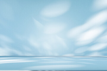 Leinwandbilder - Wall interior background, studio and backdrops show products. with soft light shadow from window color blue and white. background for text insertion and presentation of product	