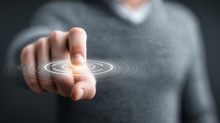 Poster - Person touching finger with symbolizing microtrend sensing and fine-tuned market detection in financial concepts