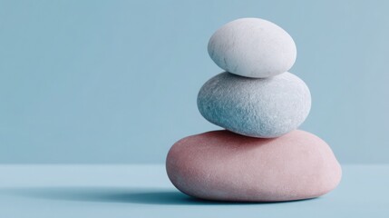 Poster - a vibrant stack of three colored rocks symbolizing mindful scaling and conscious business growth str