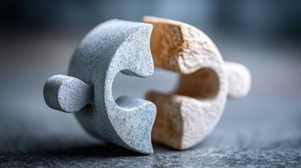 Poster - Contemporary concrete sculpture capturing the essence of modern art with a unique puzzle design and form